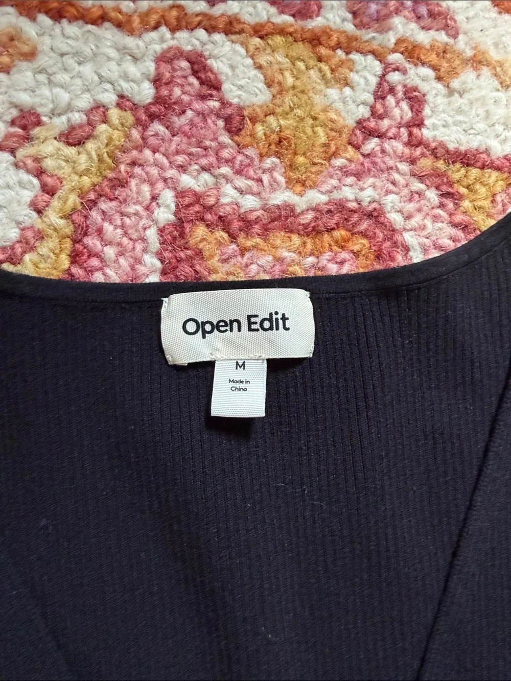 Open Edit Black V-Neck Button-Front Cardigan